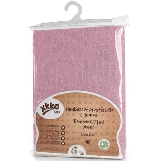 XKKO Bambusová plachta s gumou 120x60, Baby Pink